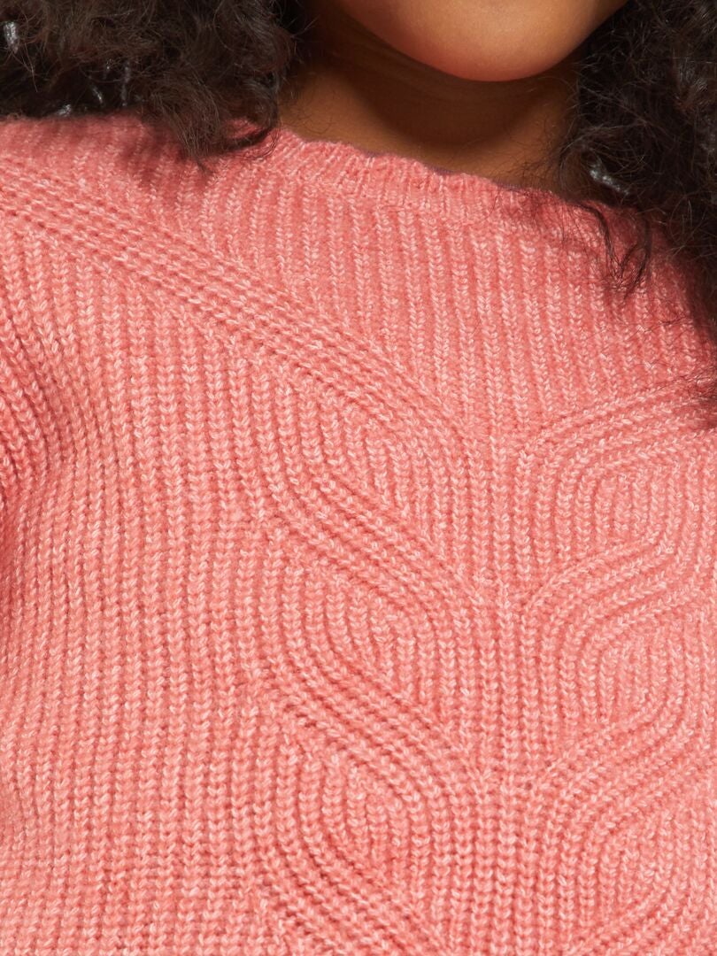 Effen trui van dik tricot roze - Kiabi
