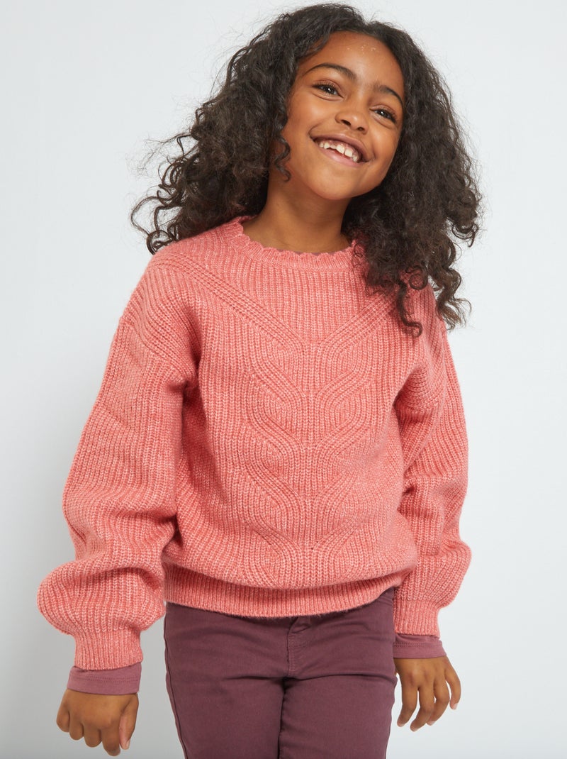 Effen trui van dik tricot roze - Kiabi