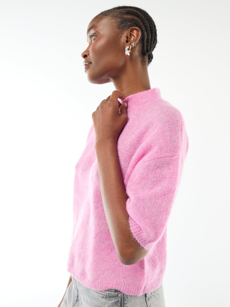 Effen trui van mohair met ronde hals Rose - Kiabi