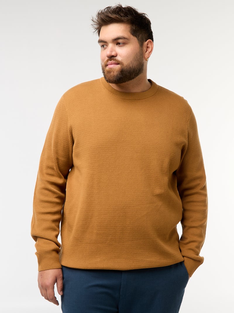 Effen trui van tricot Biege - Kiabi