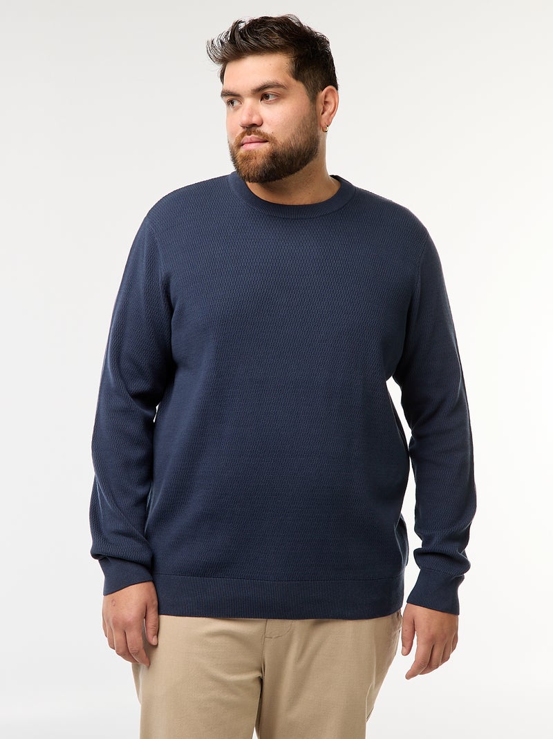 Effen trui van tricot Blauw - Kiabi