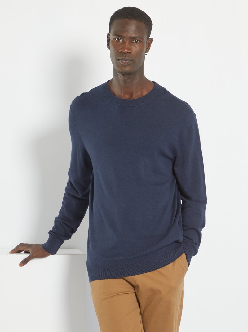 Effen trui van tricot BLAUW - Kiabi