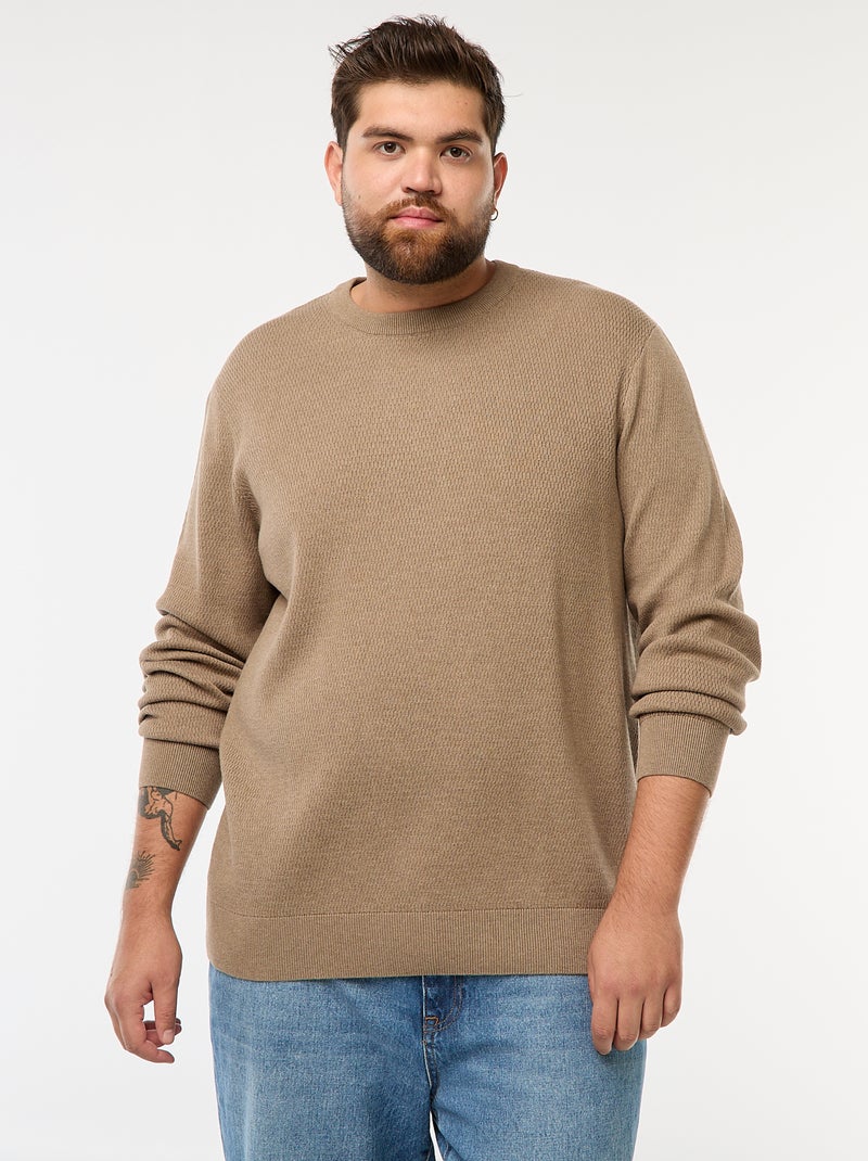 Effen trui van tricot Bruin - Kiabi