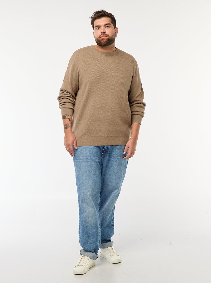 Effen trui van tricot Bruin - Kiabi