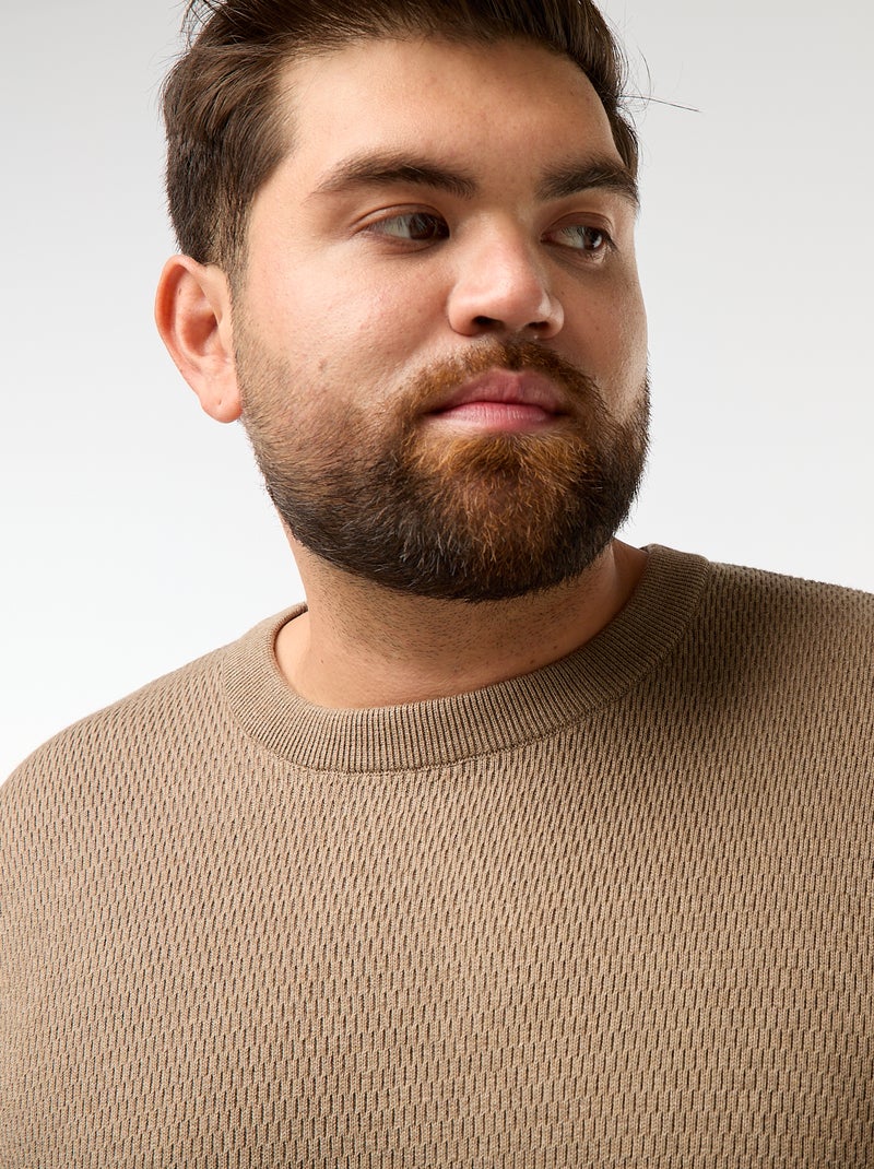 Effen trui van tricot Bruin - Kiabi