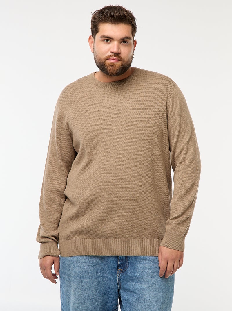 Effen trui van tricot Bruin - Kiabi