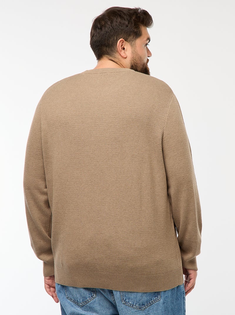 Effen trui van tricot Bruin - Kiabi