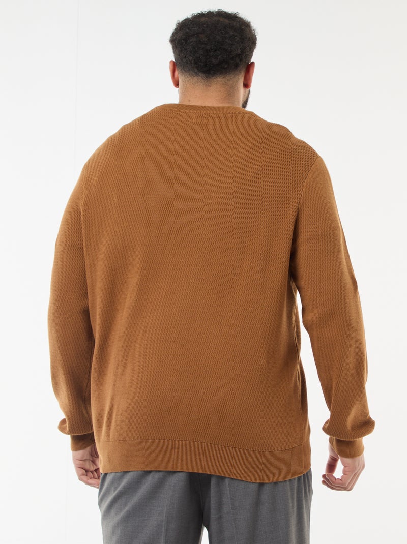 Effen trui van tricot Bruin - Kiabi