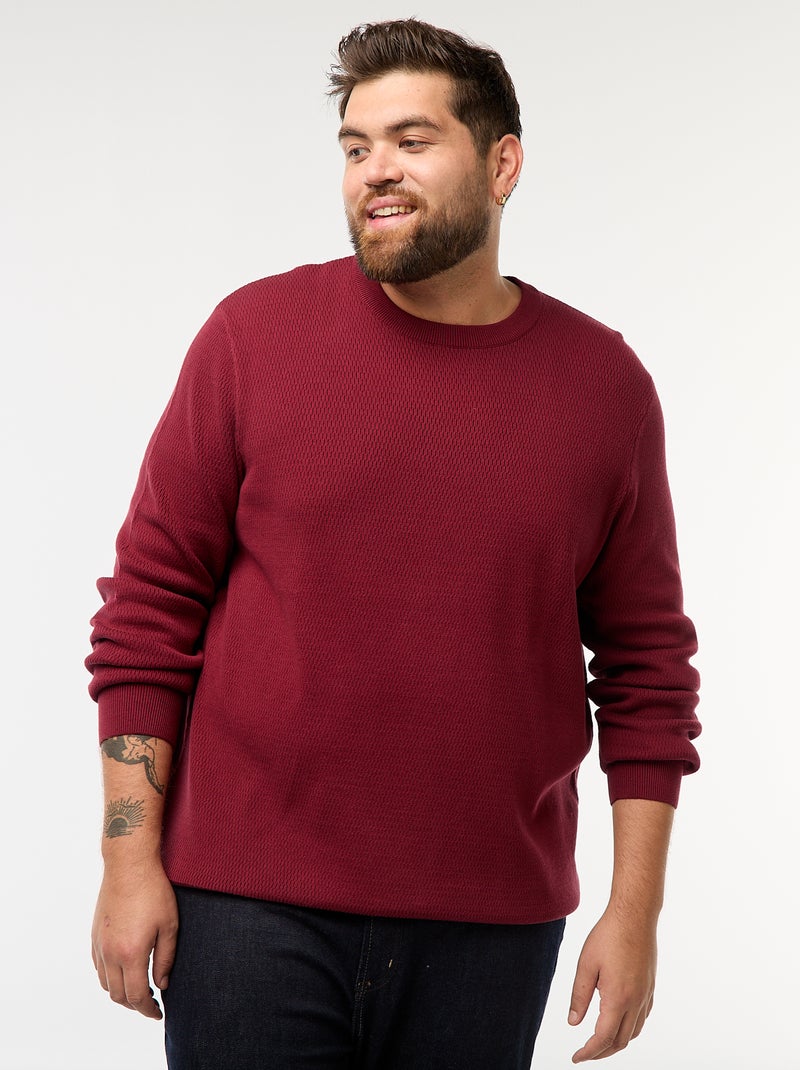 Effen trui van tricot Rood - Kiabi