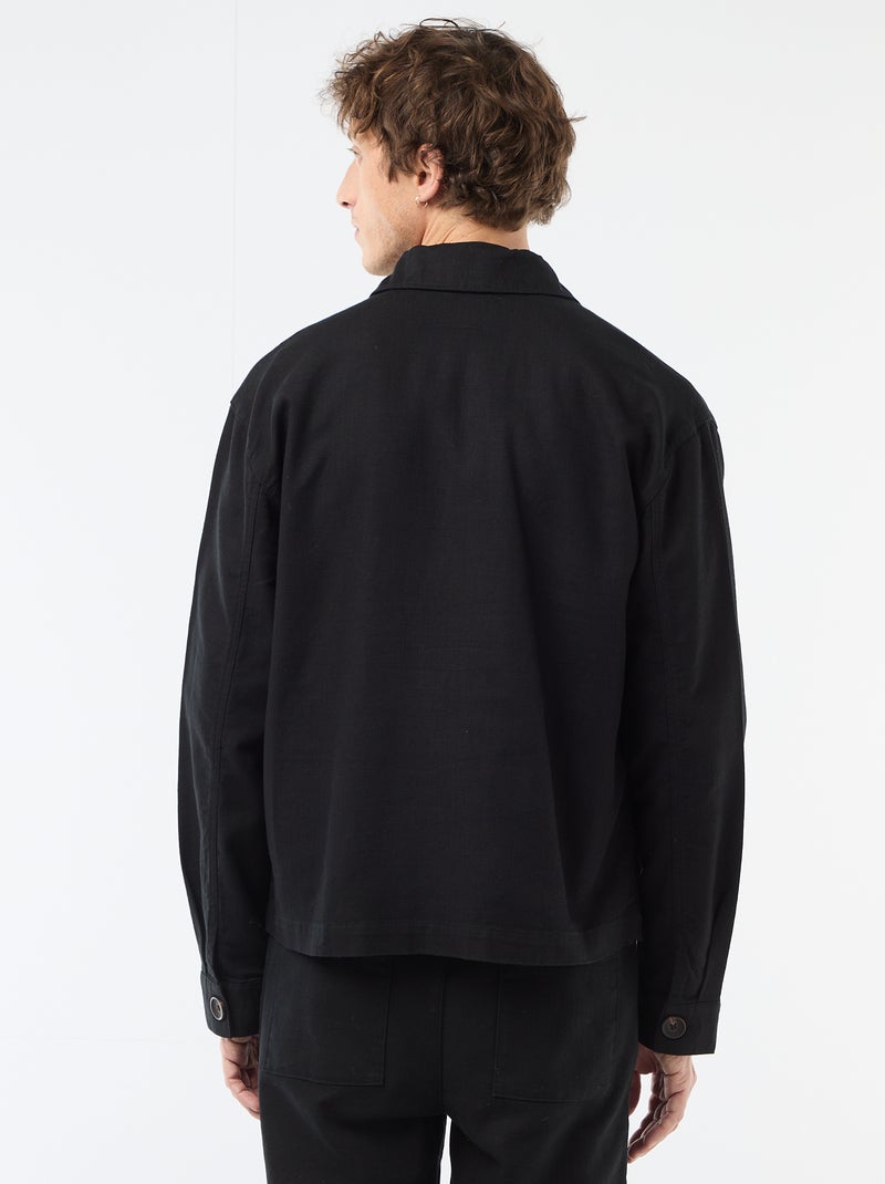 Effen twill jas met rits Zwart - Kiabi
