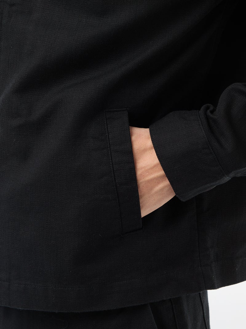Effen twill jas met rits Zwart - Kiabi