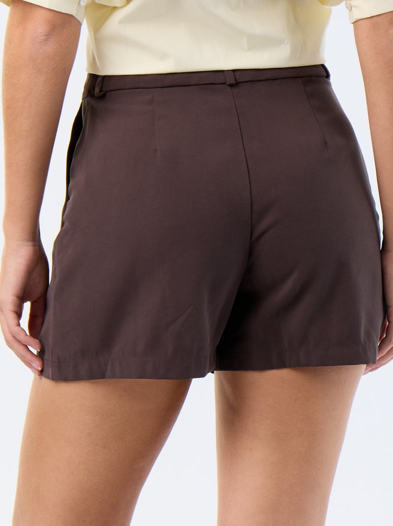 Effen twill short met 2 zakken Bruin - Kiabi
