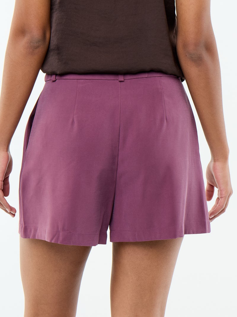 Effen twill short met 2 zakken Paars - Kiabi