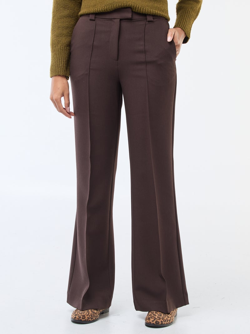 Effen uitlopende broek bruin - Kiabi