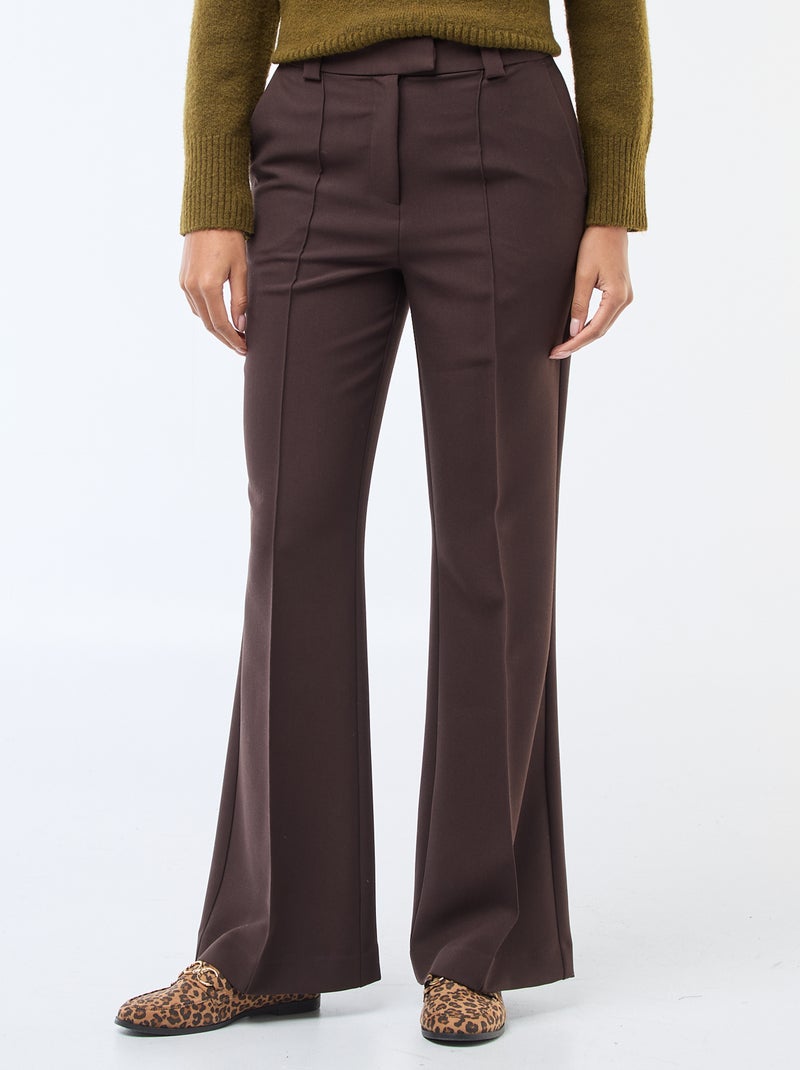 Effen uitlopende broek bruin - Kiabi