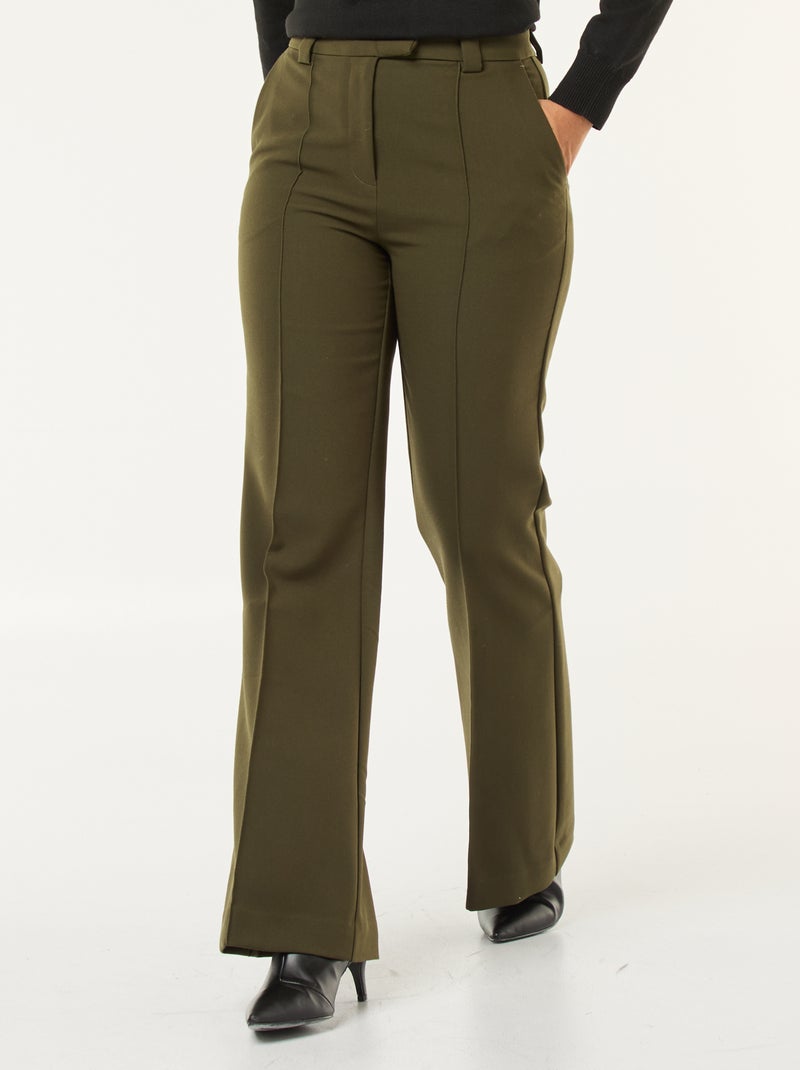 Effen uitlopende broek Kaki - Kiabi