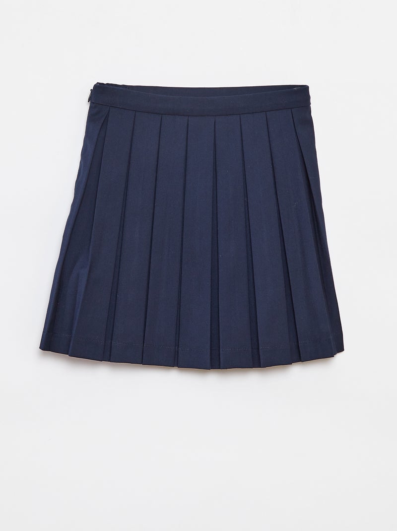 Effen uitlopende rok met plooien Blauw - Kiabi