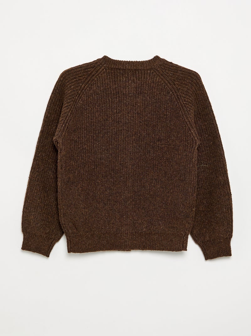 Effen vest met lange mouwen Bruin - Kiabi