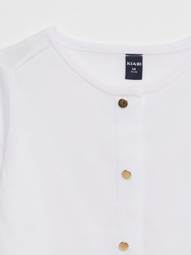 Effen vest met magneetknopen - makkelijk aan te trekken collectie wit - Kiabi