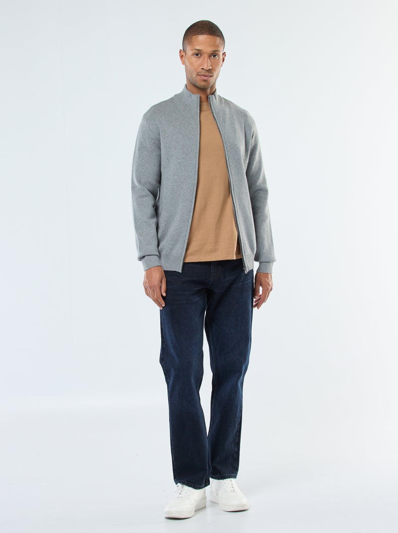 Effen vest met rits en opstaande kraag Grijs - Kiabi