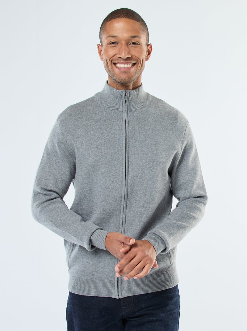 Effen vest met rits en opstaande kraag Grijs - Kiabi