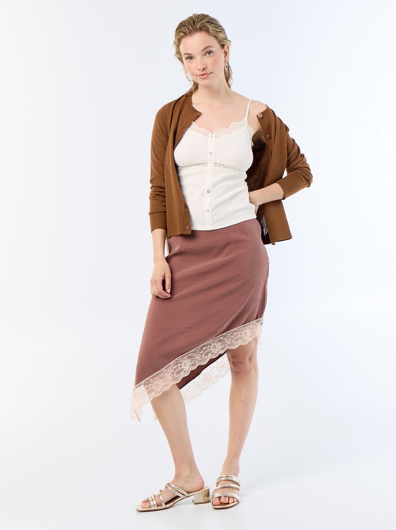 Effen vest met ronde hals Bruin - Kiabi
