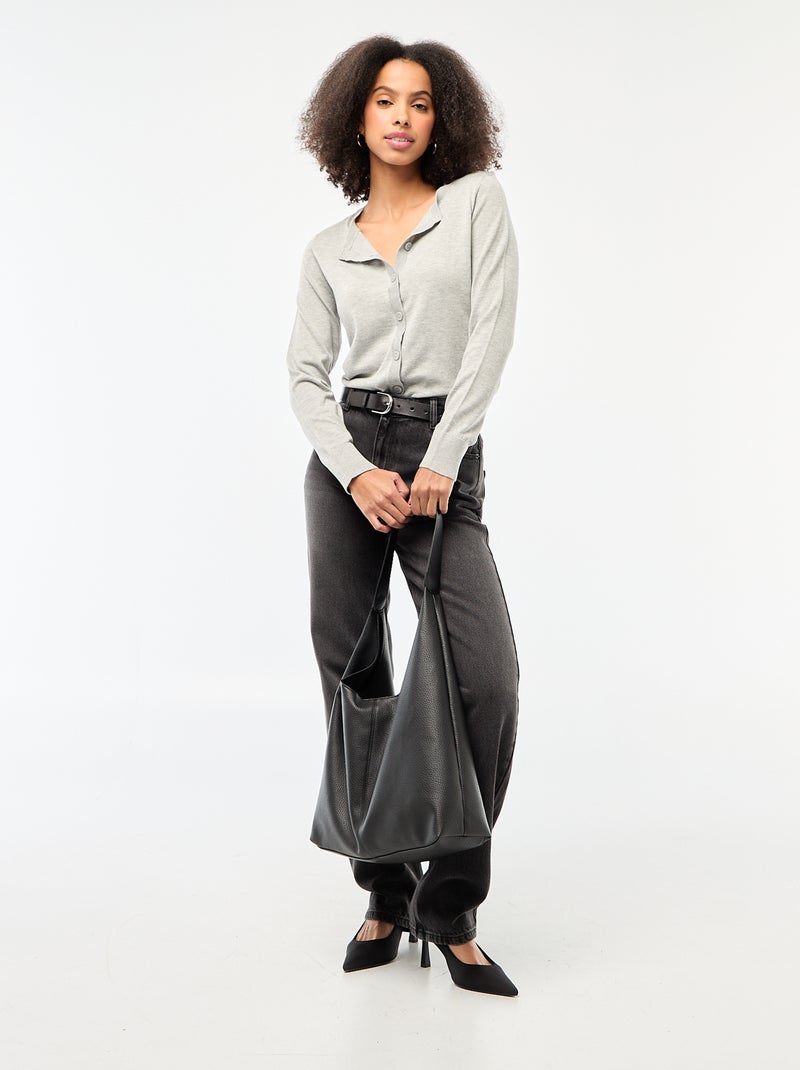 Effen vest met ronde hals Grijs - Kiabi