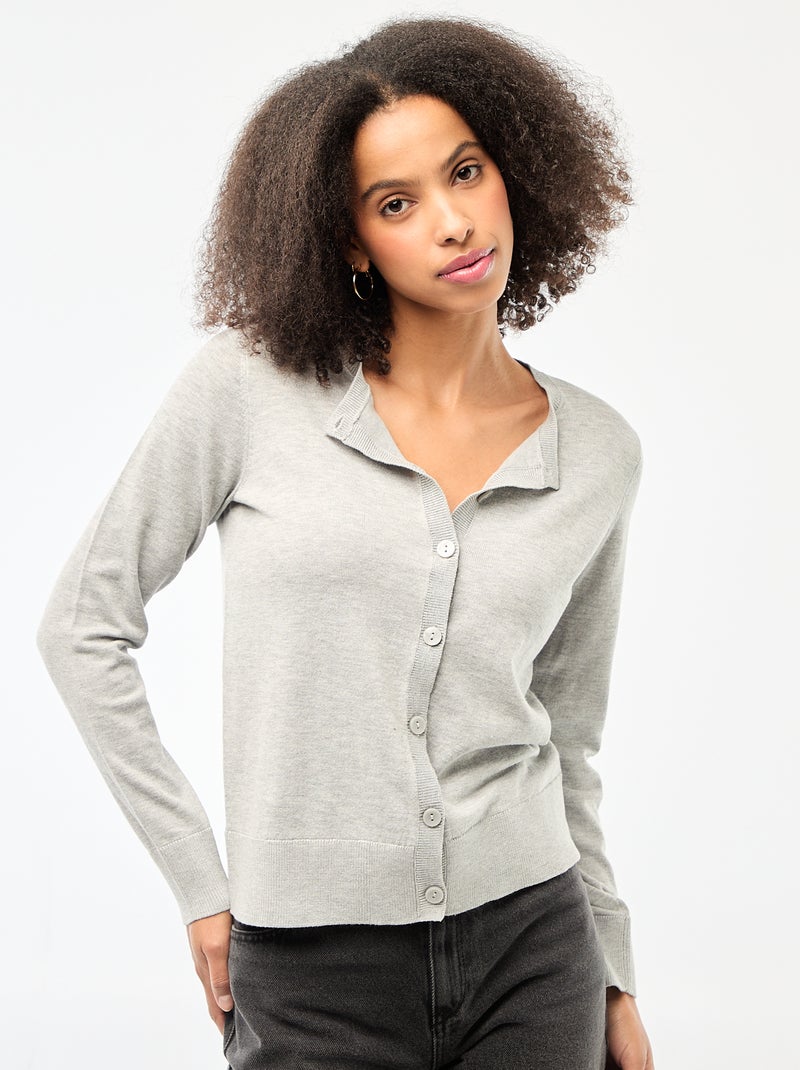 Effen vest met ronde hals Grijs - Kiabi
