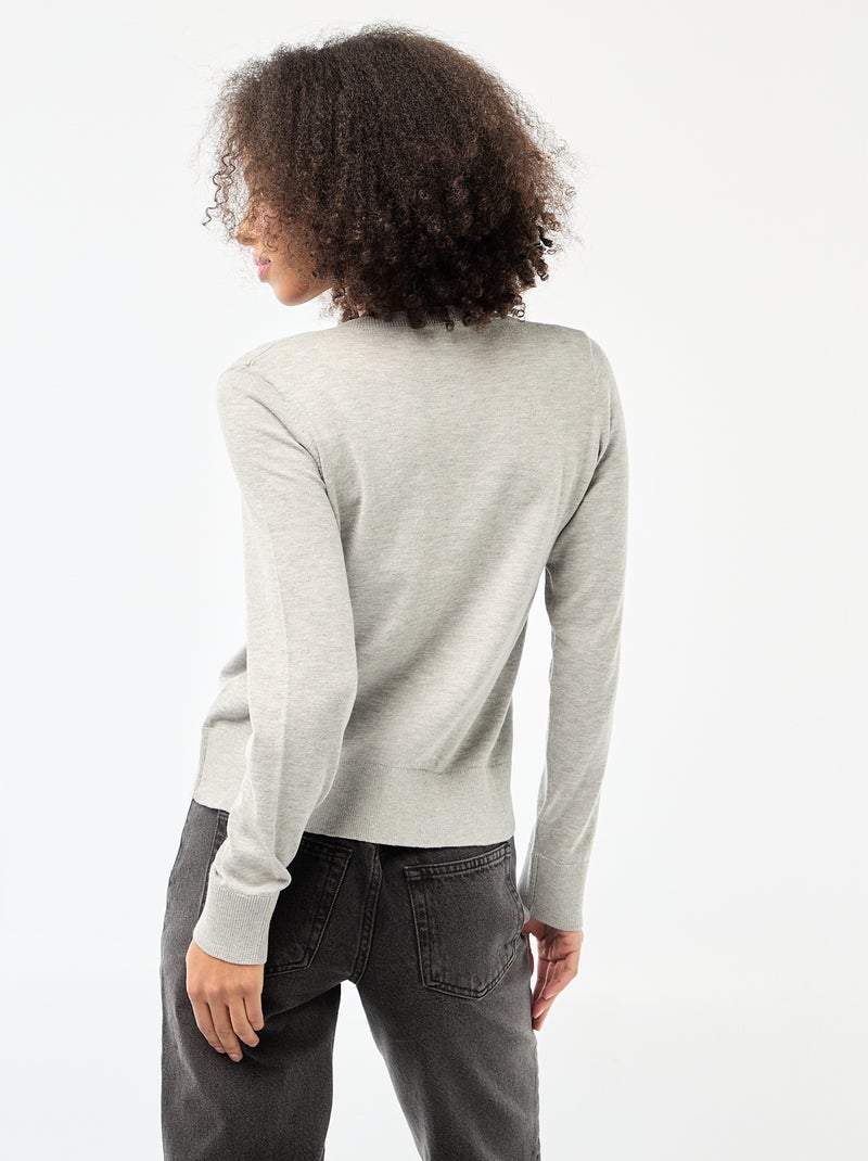 Effen vest met ronde hals Grijs - Kiabi