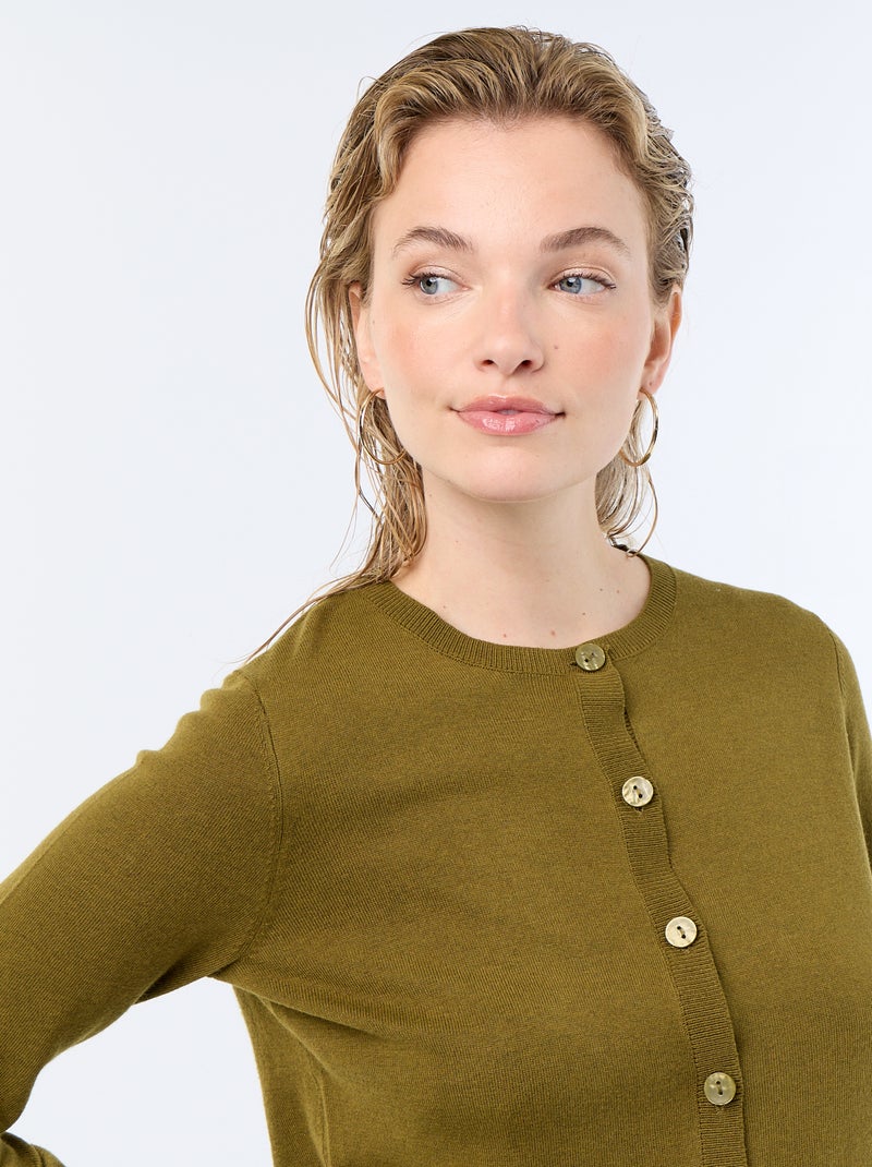 Effen vest met ronde hals Groen - Kiabi