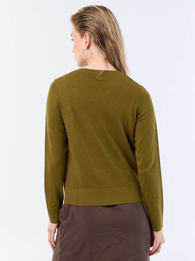 Effen vest met ronde hals Groen - Kiabi