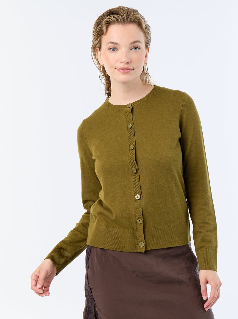 Effen vest met ronde hals Groen - Kiabi