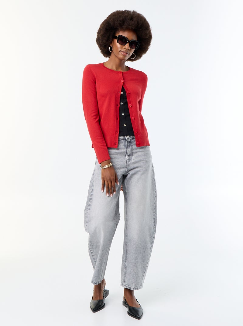 Effen vest met ronde hals Rood - Kiabi