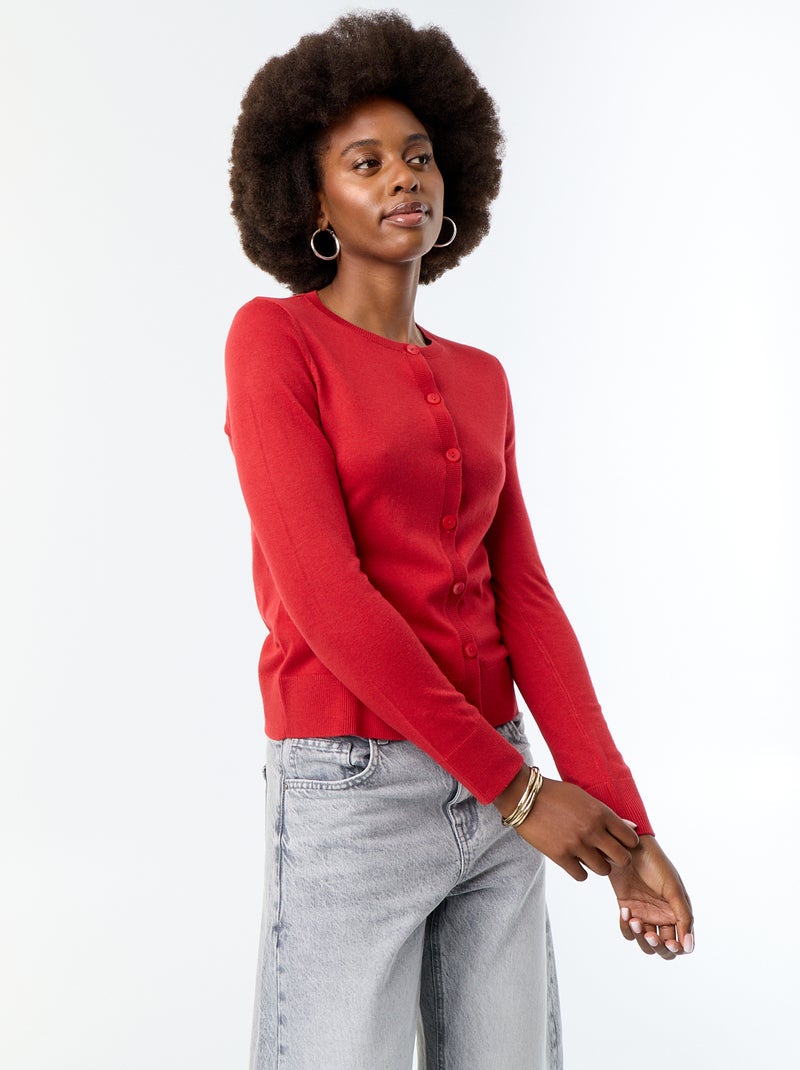 Effen vest met ronde hals Rood - Kiabi