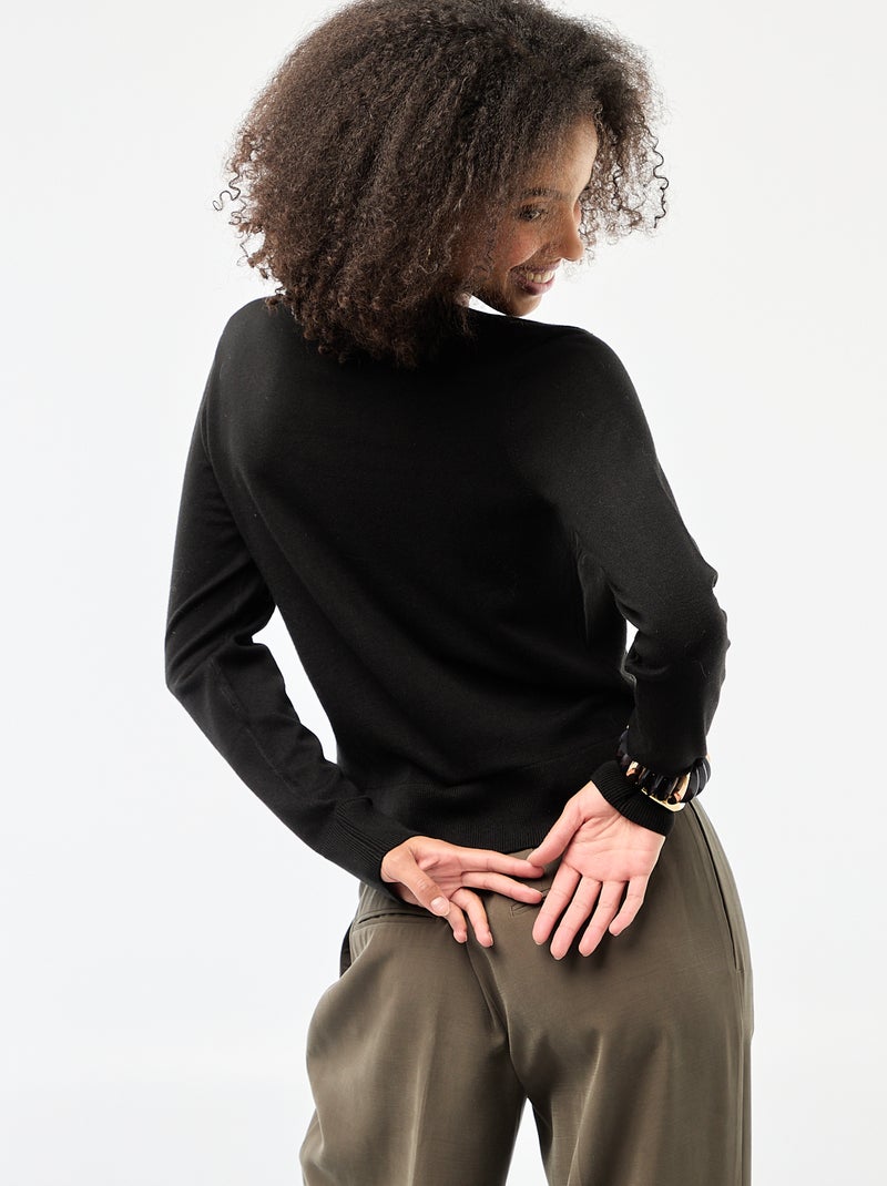 Effen vest met ronde hals zwart - Kiabi