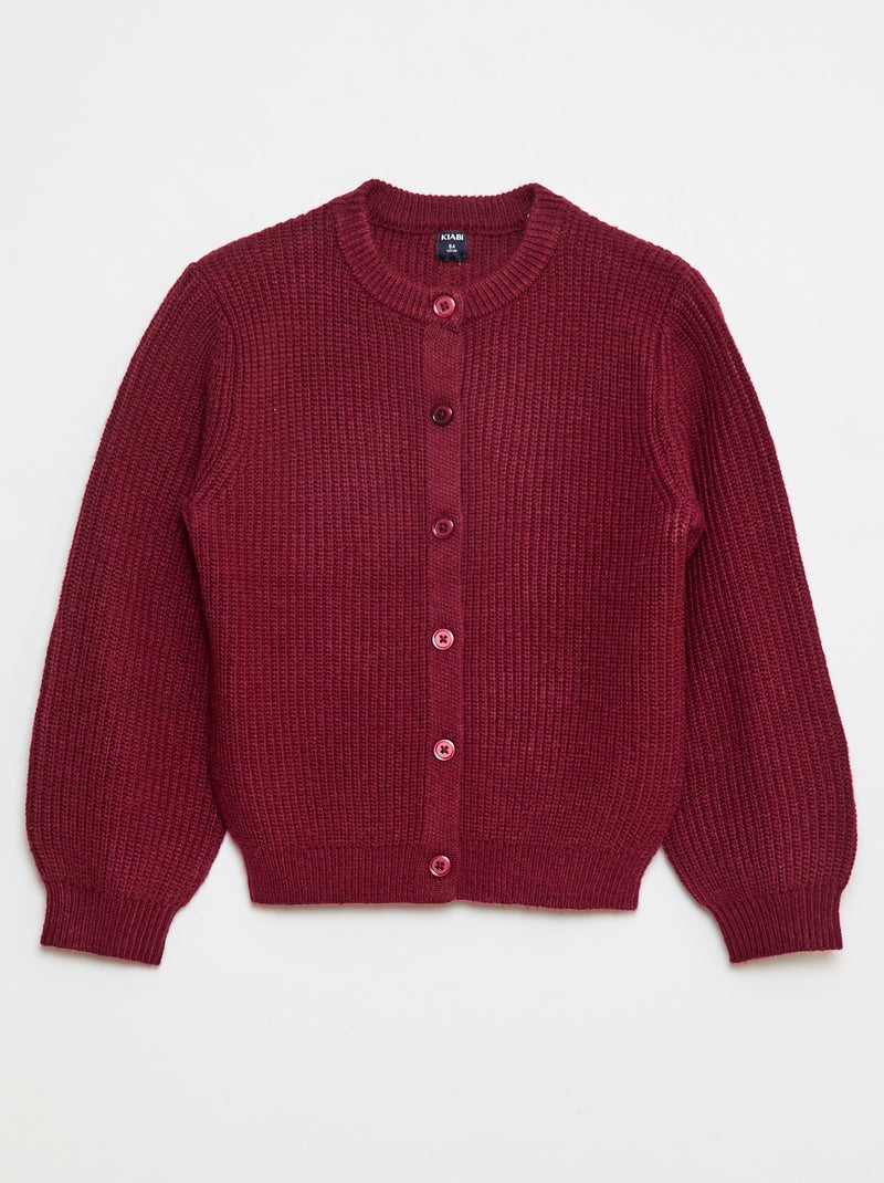 Effen vestje van grofgebreid tricot rood - Kiabi