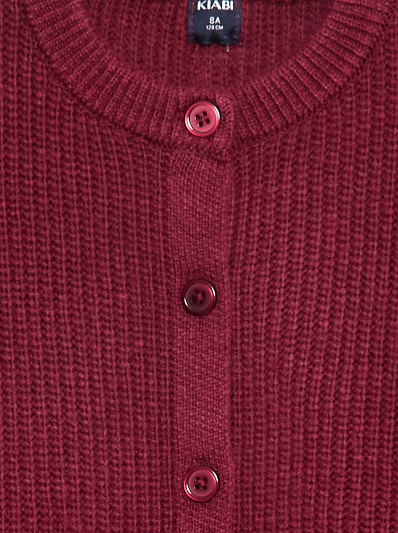 Effen vestje van grofgebreid tricot rood - Kiabi