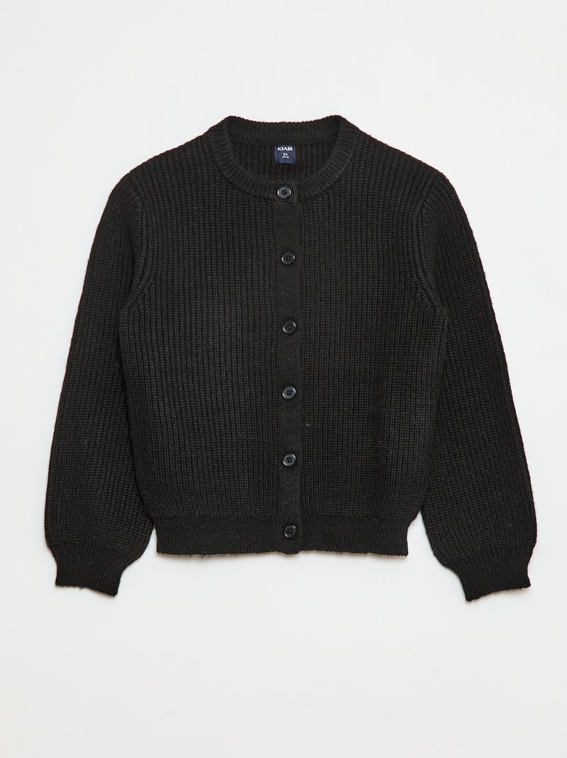 Effen vestje van grofgebreid tricot zwart - Kiabi