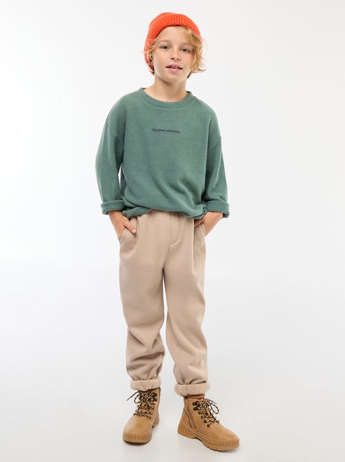 Effen warme joggingbroek met fleecevoering - Kiabi