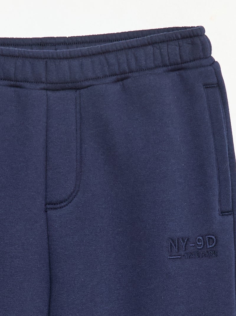 Effen warme joggingbroek met fleecevoering Blauw - Kiabi
