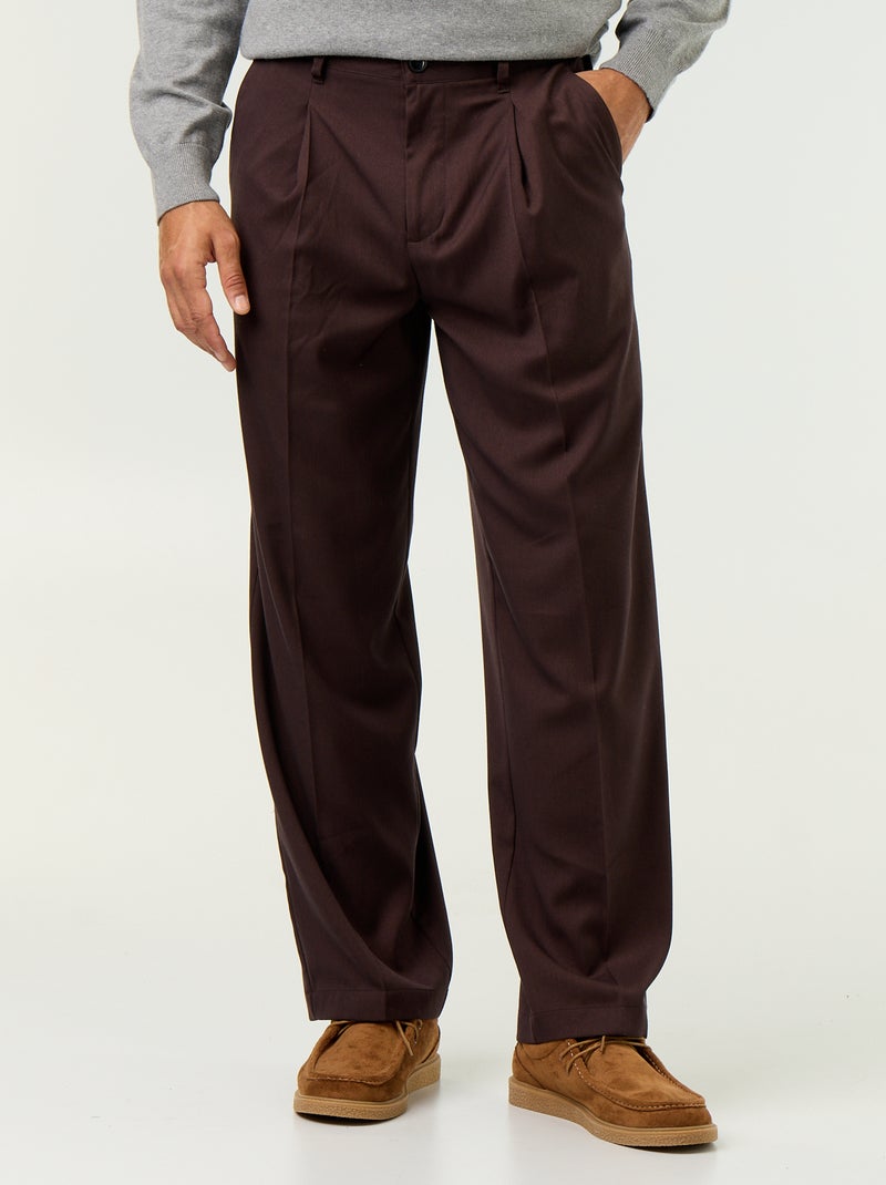 Effen wijde broek Bruin - Kiabi