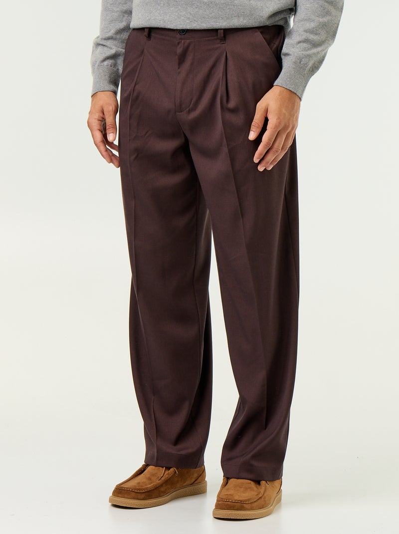 Effen wijde broek Bruin - Kiabi