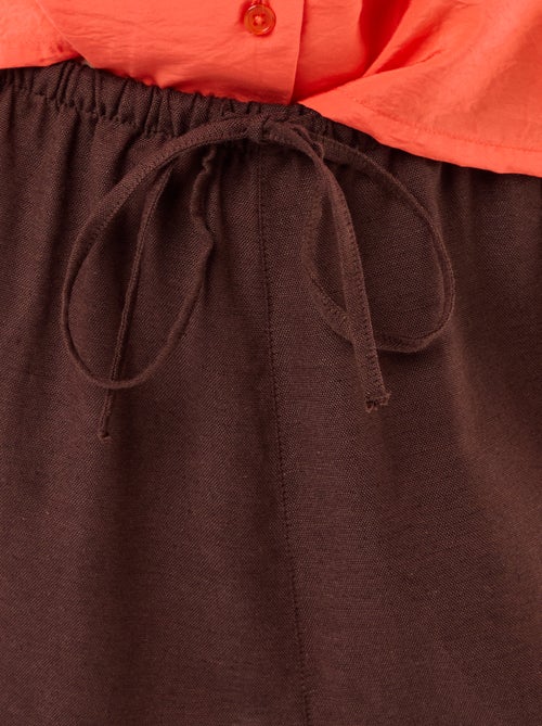 Effen wijde broek met elastische tailleband - Kiabi