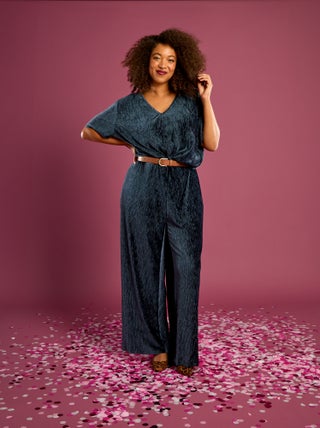 Effen wijde broek van corduroy