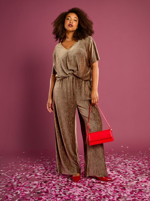 Effen wijde broek van corduroy - Kiabi