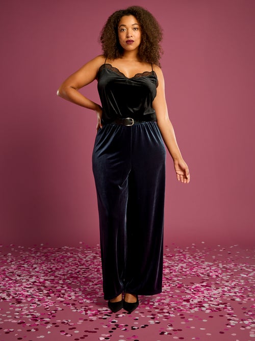 Effen wijde broek van velours - Kiabi