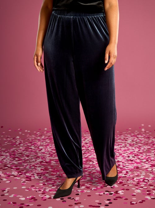 Effen wijde broek van velours - Kiabi