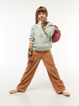 Effen wijde broek van velours