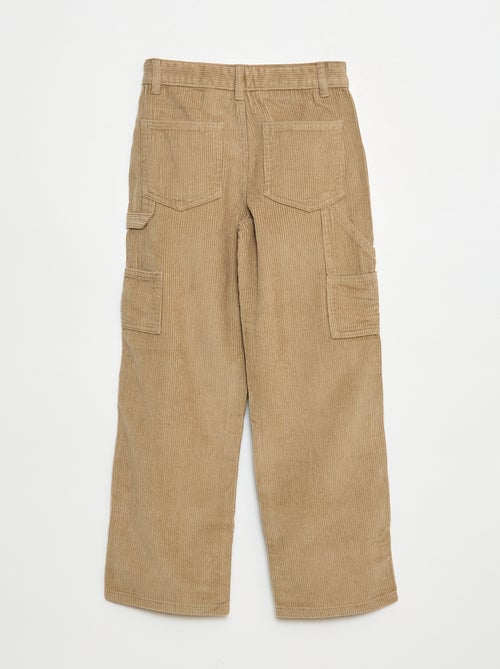 Effen wijde broek van velours - Kiabi