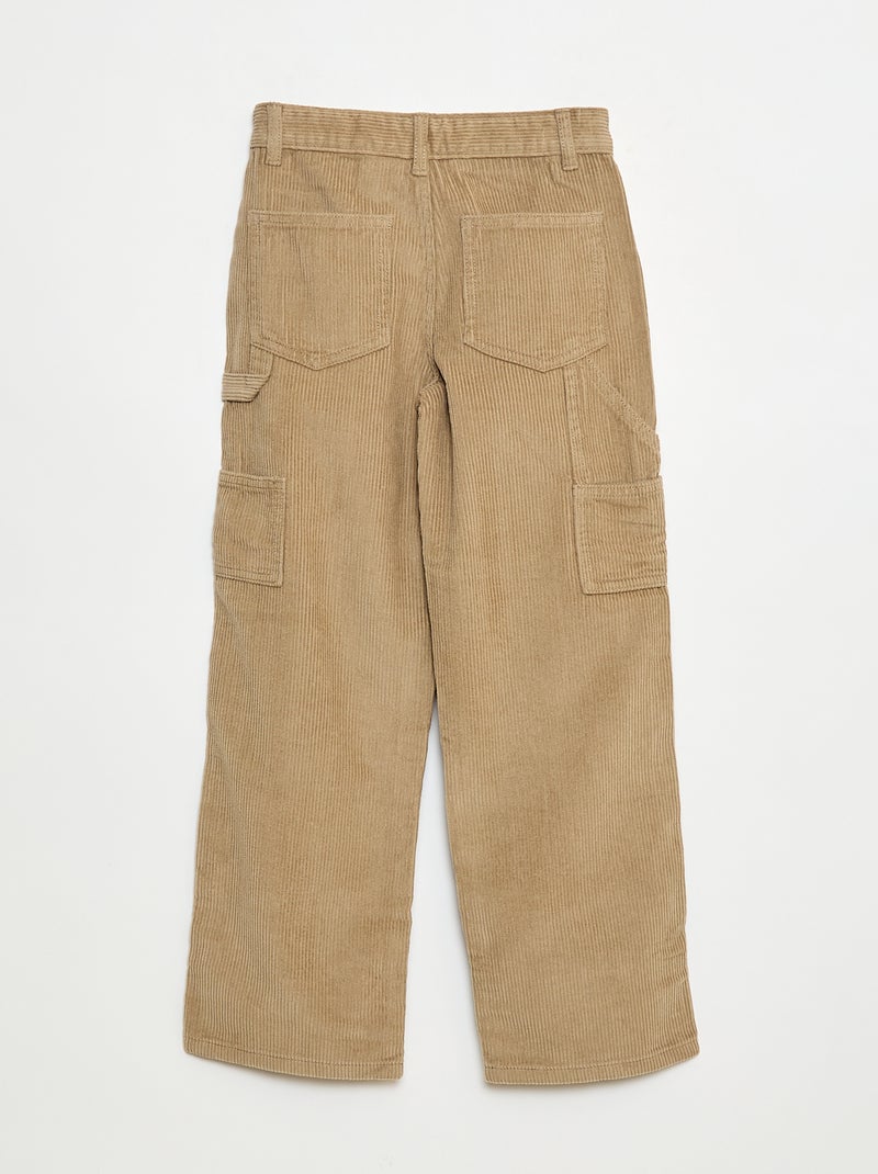 Effen wijde broek van velours Bruin - Kiabi